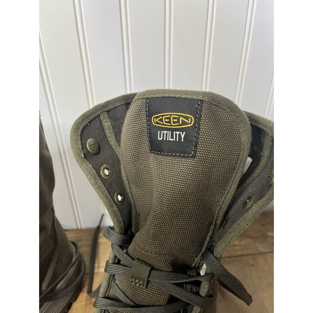 Men's Keen ASTM F 2413-18 Brown Military Green Work Steel Toe Utility Boots 14 - Picture 2 of 16